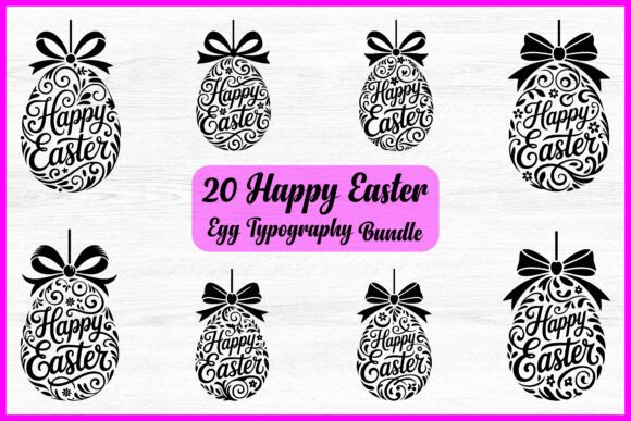 20 Happy Easter Typography Egg Bundle: Graphics & Illustrations Review