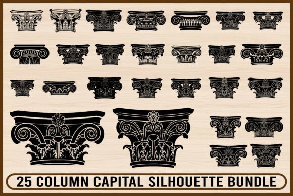 25 Classic Column Capital Silhouette Set: Graphics & Illustrations Review