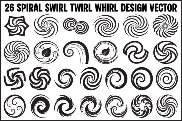 26 Spiral Swirl Twirl Whirl Vector Set Graphics Review