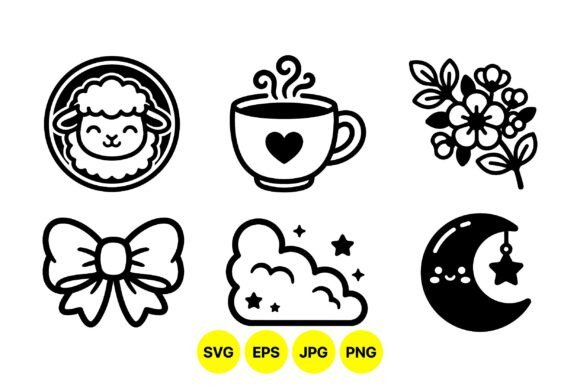 Cozy Cute Line Art Icons: Graphics & Illustrations Review
