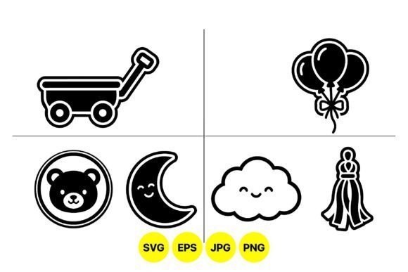 Cute Baby Nursery SVG Icons: Graphics & Illustrations