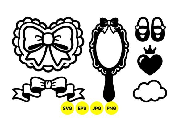 Cute Bow and Mirror Clipart Set Graphics