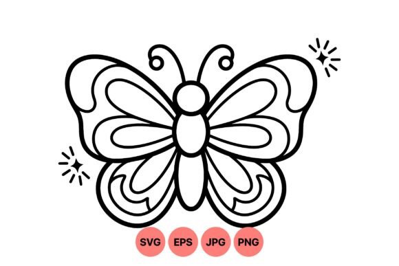 Cute Butterfly Line Art Design: Graphics & Illustrations