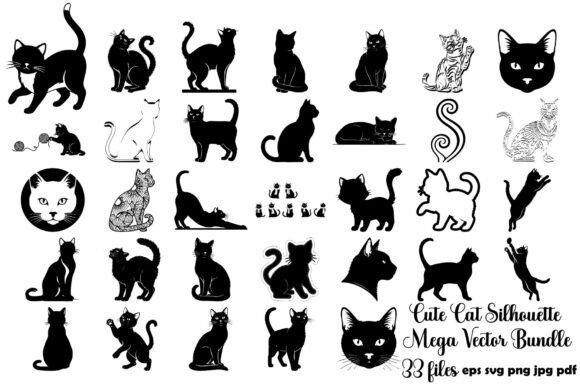 Cute Cat Silhouette Graphics & Illustrations Review
