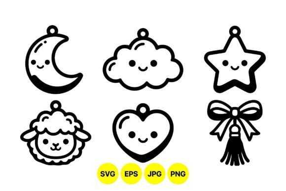 Cute Kawaii Charm SVG Icons: Graphics & Illustrations