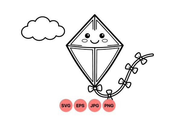 Cute Kawaii Kite Outline Svg: Graphics & Illustrations Review