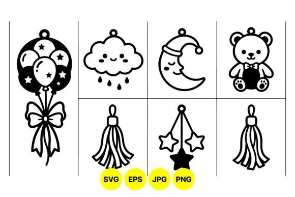 Cute Kids Party Vector Icons: Graphics & Illustrations