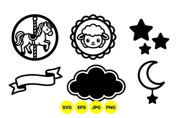 Cute Nursery Icon Clipart Set Graphics & Illustrations