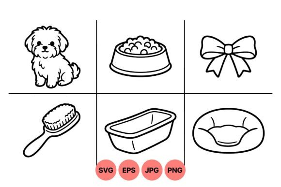 Cute Puppy Essentials Clipart: Graphics & Illustrations