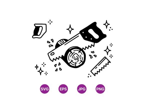Hand Saw Wood Cutting Clipart: Graphics & Illustrations