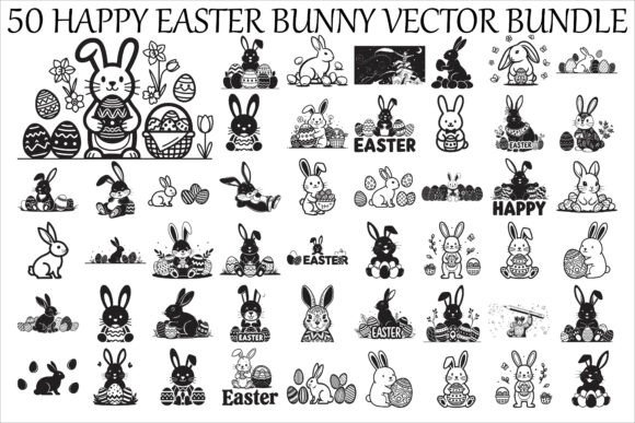 Happy Easter Bunny Vector Bundle: Graphics & Illustrations for Festive Branding