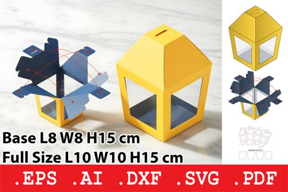 Lantern Style Gift Box with Four Windows Graphics