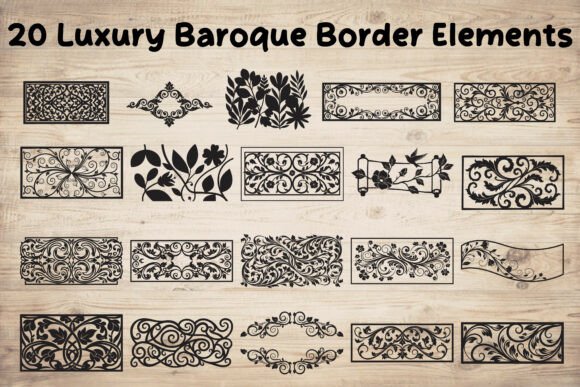 Luxury Baroque Border Elements Vector Graphics