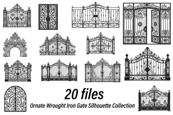 Ornate Wrought Iron Gate Silhouette Graphics