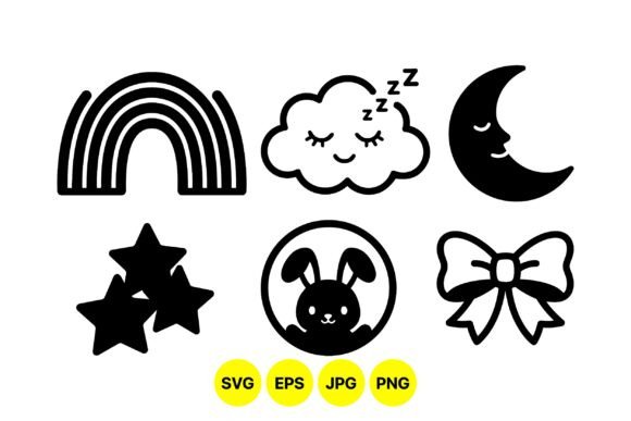 Sleepy Night Clipart Set Graphics & Illustrations