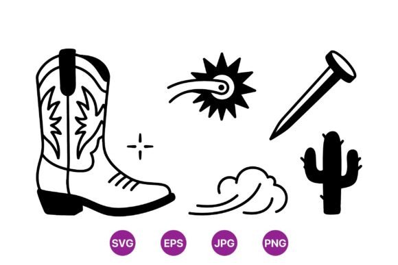 Western Cowboy Icon Collection Graphics & Illustrations