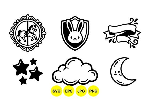 Whimsical Nursery SVG Icons: Graphics & Illustrations